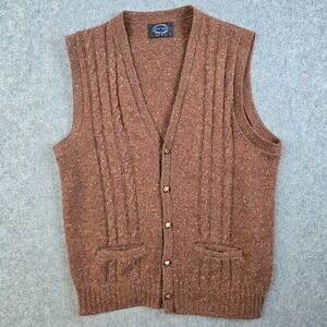 Vintage Jantzen Cardigan Sweater Mens L Orange Wool Blend Cable Knit Fleck USA‎
